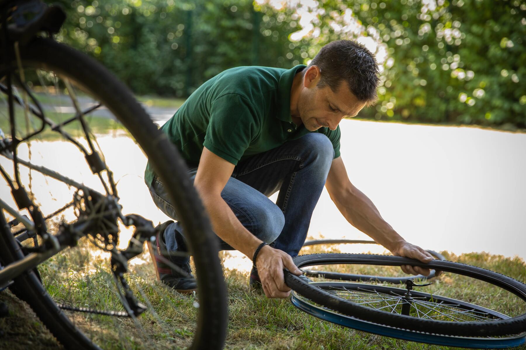 Reparatur einen Fahrradreifens bzw. Laufrads 