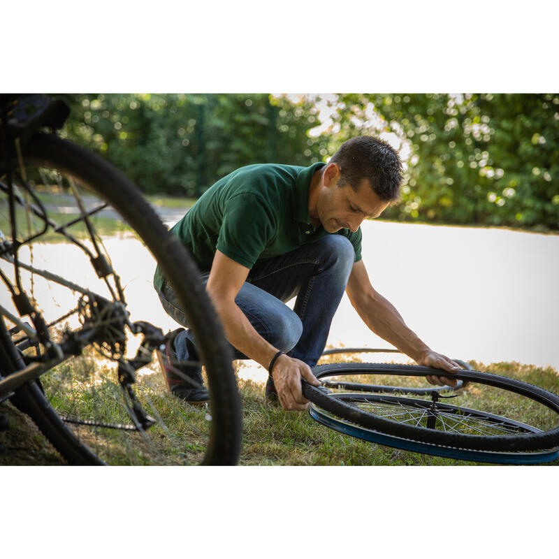 Kit réparation chambre à air vélo démontes pneu verts, rustines, colle