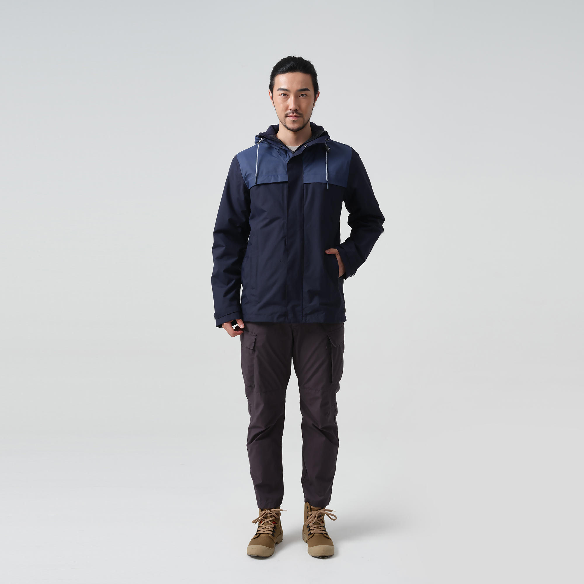 Men's 3-in-1 Travel Trekking Jacket - TRAVEL 100 - Blue 8/10