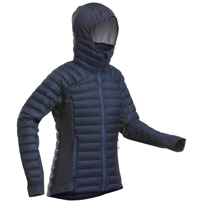 Skijacke Daunen Damen dünn und warm - FR900 dunkelblau