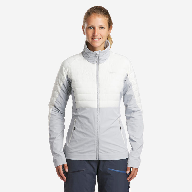 Dámská spodní lyžařská bunda na freeride FR900 LIGHT bílo-šedá