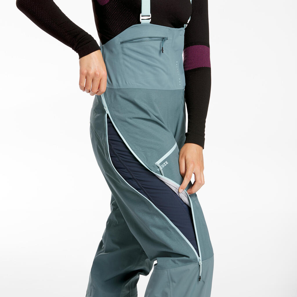 Women's Ski Salopette Trousers FR900 - Light Blue