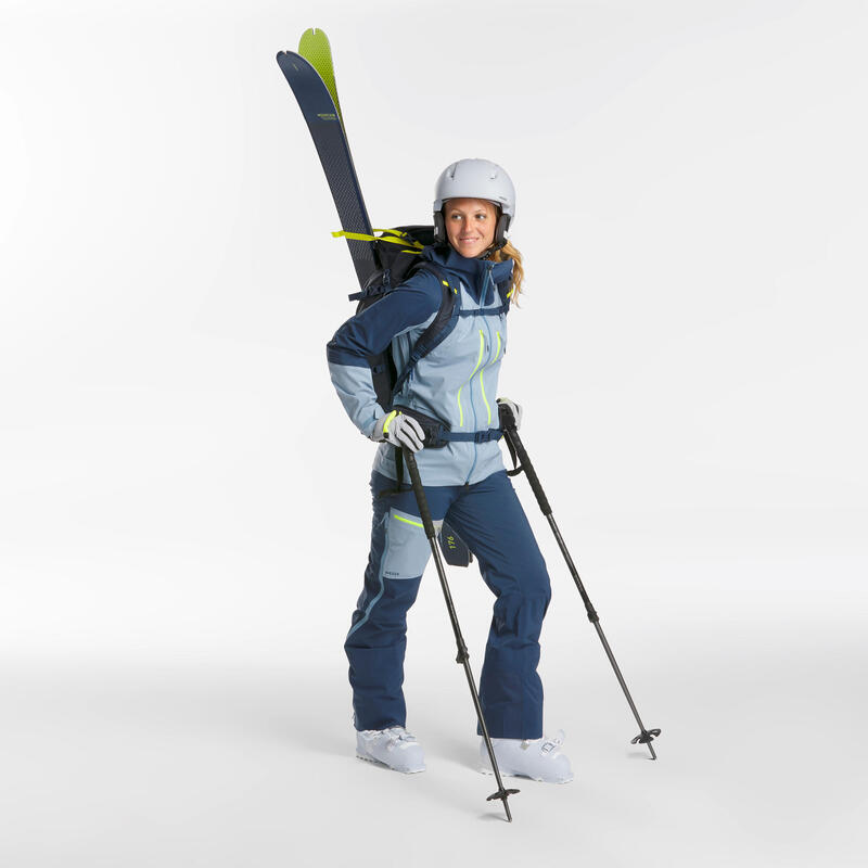 Pantalones de esquí y nieve Mujer Wedze Mountain Touring Travesía Tirantes Azul
