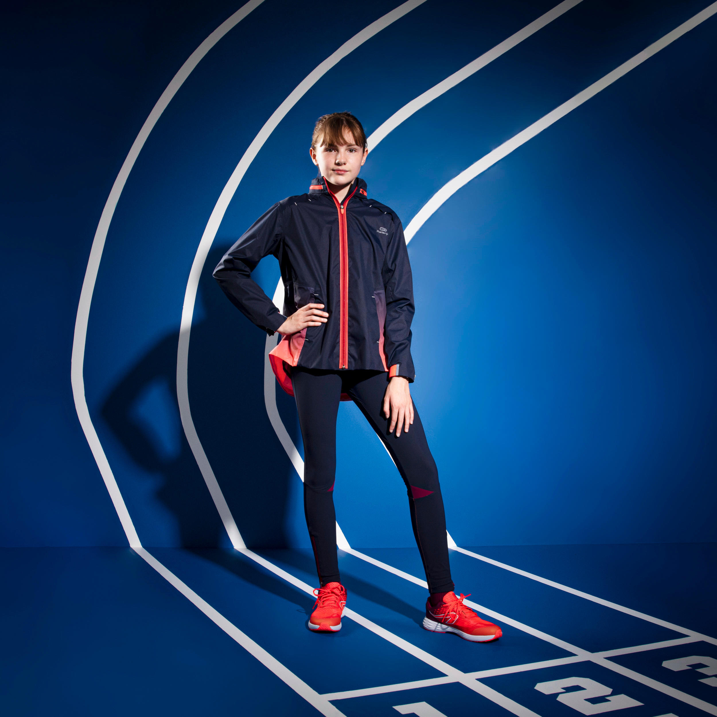 AT 500 Girls' Athletics Tights - navy blue and purple 9/10