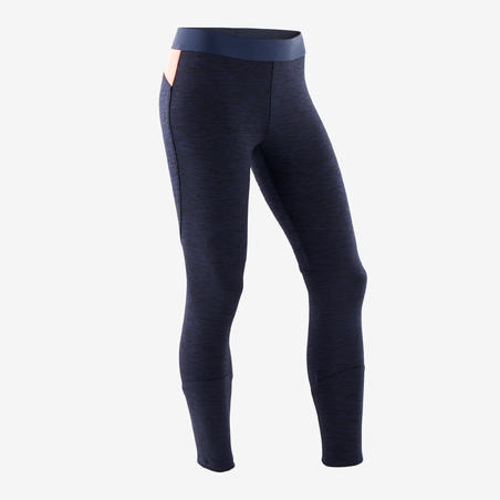 חליפת טרנינג סינתטית ומחממת להתעמלות דגם לבנות - כחול נייבי / קורל