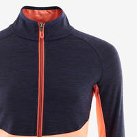 חליפת טרנינג סינתטית ומחממת להתעמלות דגם לבנות - כחול נייבי / קורל
