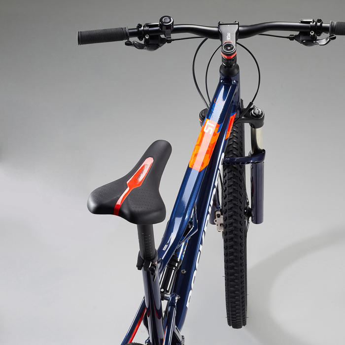 27 5 Full Suspension Mountain Bike St 540 S Blue Orange Rockrider Decathlon