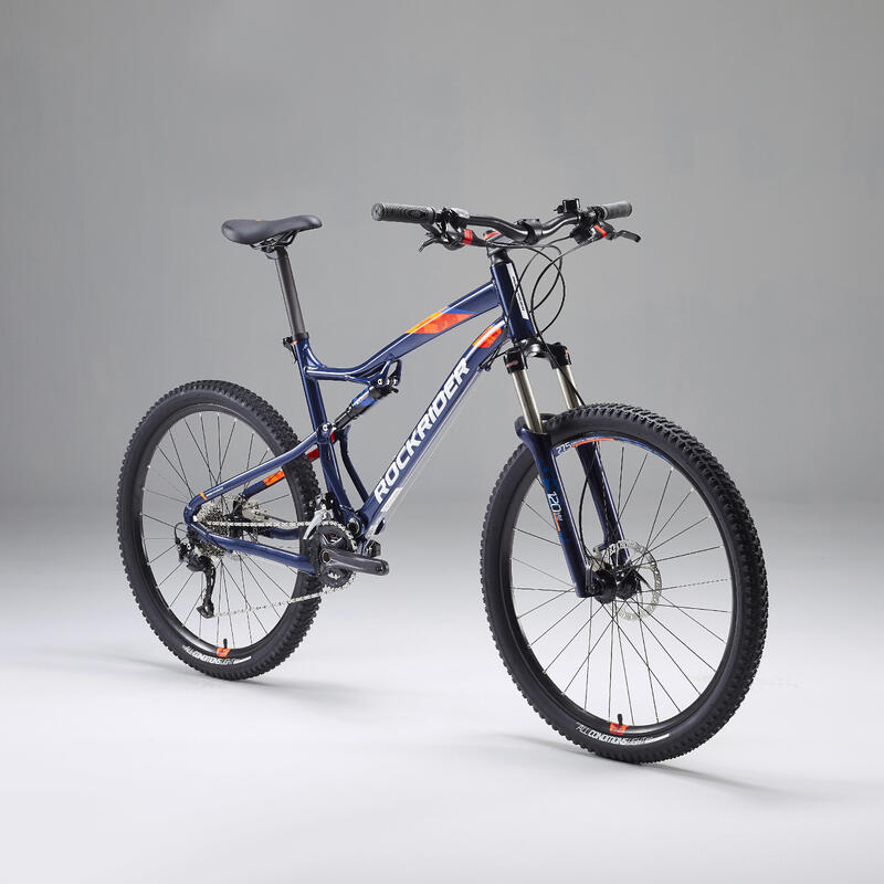 responder Por ley brazo Bicicleta de montaña 27,5" doble suspensión Rockrider ST 540 S azul naranja  | Decathlon