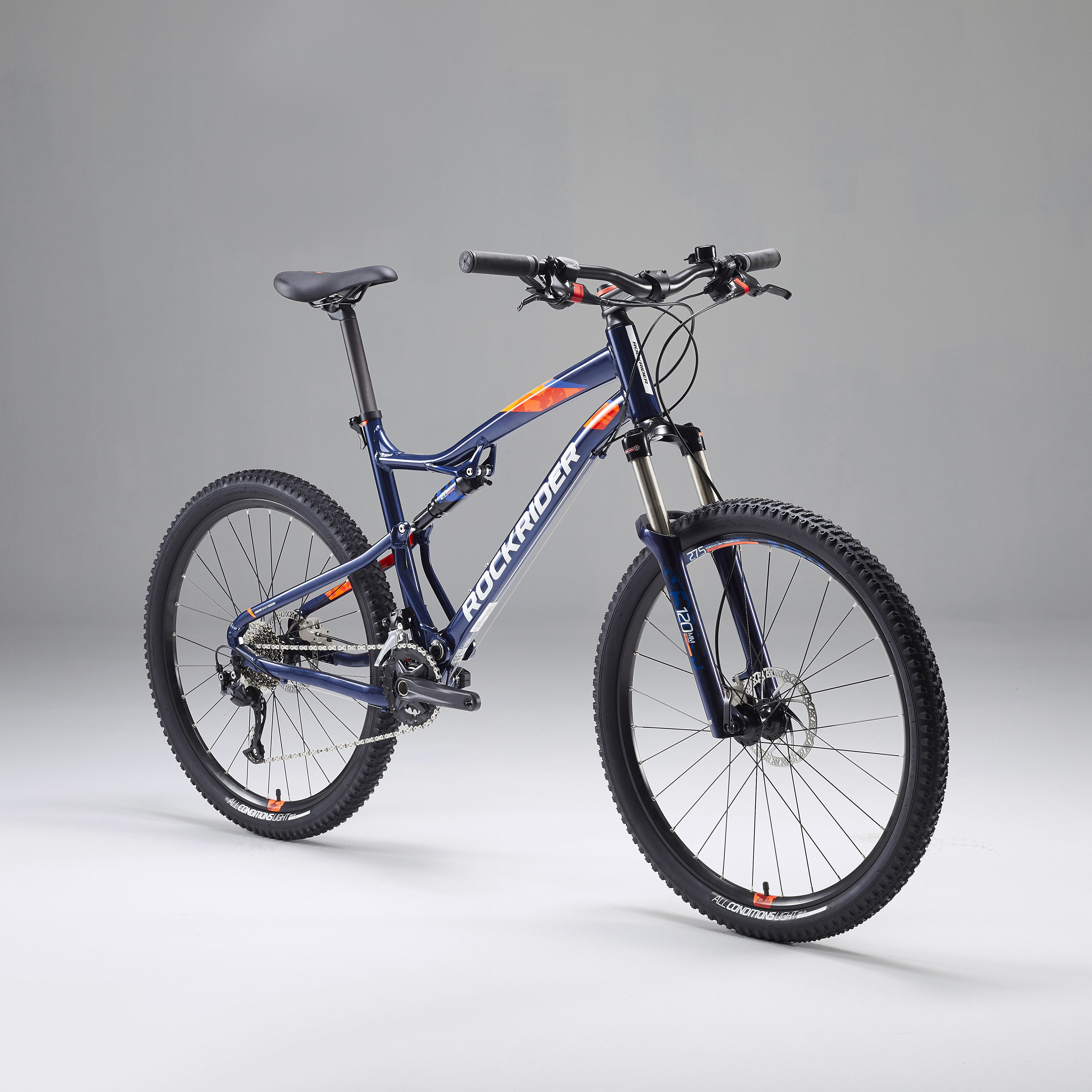 ROCKRIDER Mountainbike Full Suspension ST 540 S blauw/oranje 27.5\