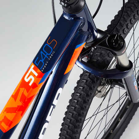 Kalnų dviratis „540 ST“ su priekine ir galine pakaba, 27,5 col. ratai, mėlynas / oranžinis