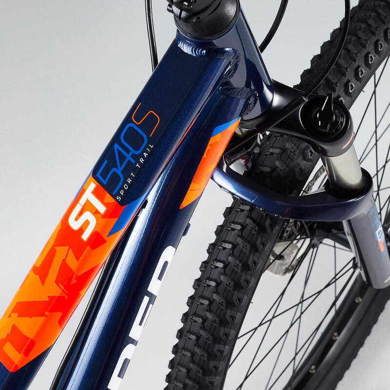 Bicicleta de montaña 27,5" doble suspensión Rockrider ST 540 S azul naranja