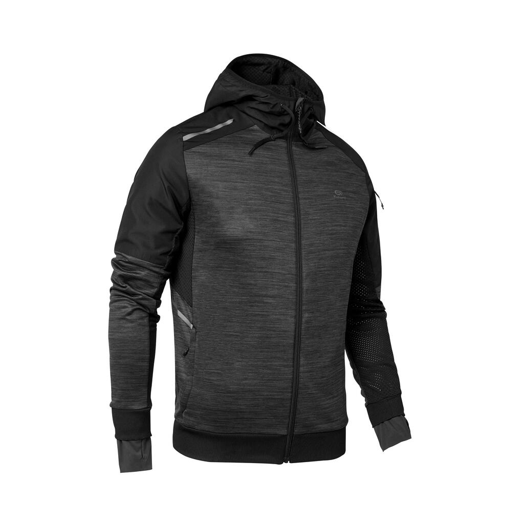 Kalenji Warm+ Men's Running Zipped Hoodie Sweatshirt - Black