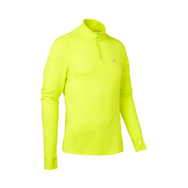 Men's LongSleeved Running TShirt Run Warm neon acid yellow