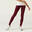 Leggings em Algodão de Ginástica e Pilates Mulher Fit+ 500 com Estampado Bordô