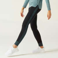 Tights 510 Dam svart med motiv Pilates - Tights 510 Dam DOMYOS - Pilates