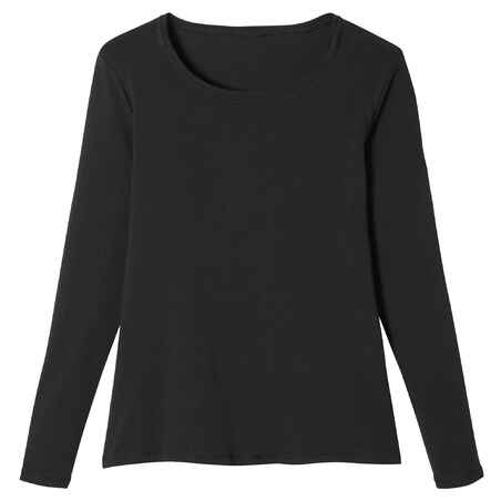 Långärmad tröja för träning bomull svart