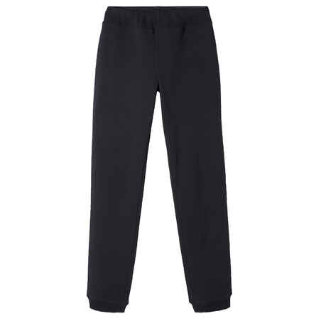 Women's Straight-Cut Cotton Jogging Fitness Bottoms Without Pocket 120 - Black