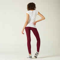 Women's Slim-Fit Fitness Leggings Fit+ 500 - Burgundy Print