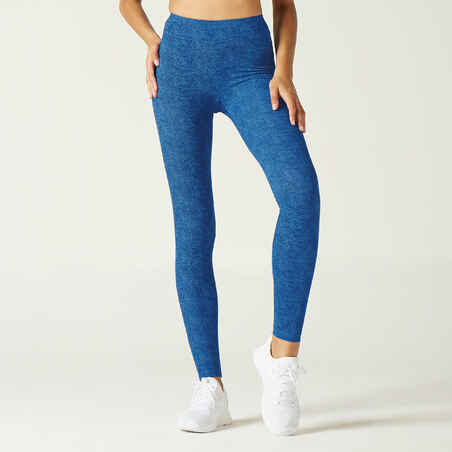 Women's Slim-Fit Fitness Leggings Fit+ 500 - Blue Print