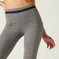 Stretchy High-Waisted Cotton Fitness Leggings with Mesh - Grey