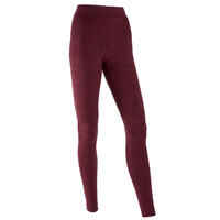 Women's Slim-Fit Fitness Leggings Fit+ 500 - Burgundy Print