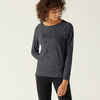 Stretchy Long-Sleeved Cotton Fitness T-Shirt - Mottled Grey Print