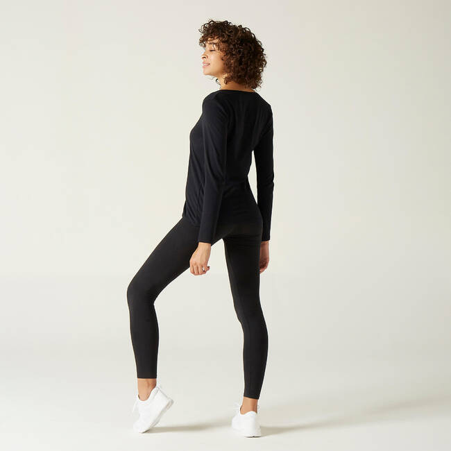 Women Cotton Blend Gym Long sleeve T-shirt Regular fit 100 - Black