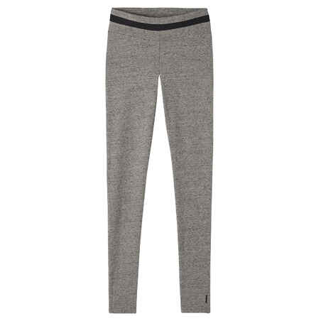 Stretchy High-Waisted Cotton Fitness Leggings with Mesh - Grey