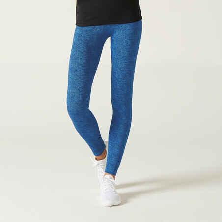 Women's Slim-Fit Fitness Leggings Fit+ 500 - Blue Print