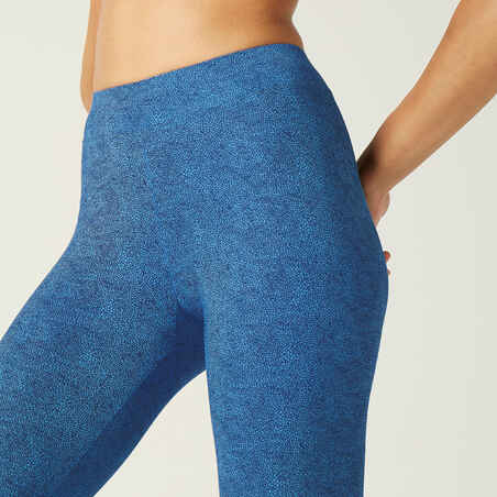Women's Slim-Fit Fitness Leggings Fit+ 500 - Blue Print
