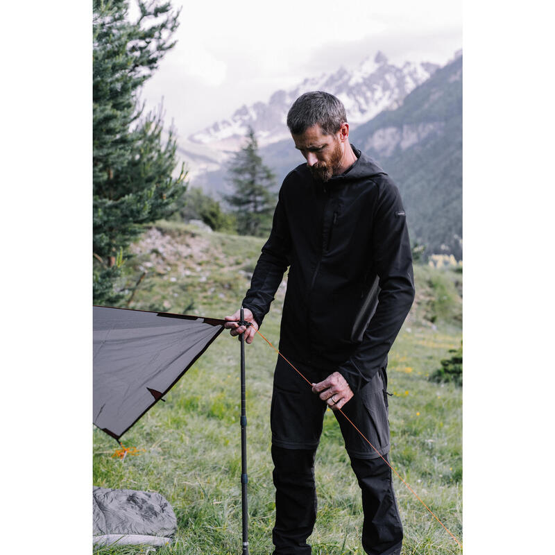 Men's Mountain Trekking Softshell Windbreaker - TREK 900 WIND - black