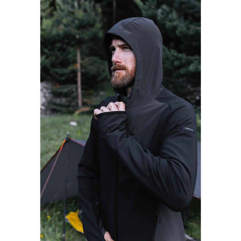 男款登山健行軟殼防風外套－TREK 900 WIND－黑色