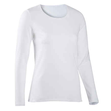 Women's Long-Sleeved Fitness T-Shirt 100 - Glacier White