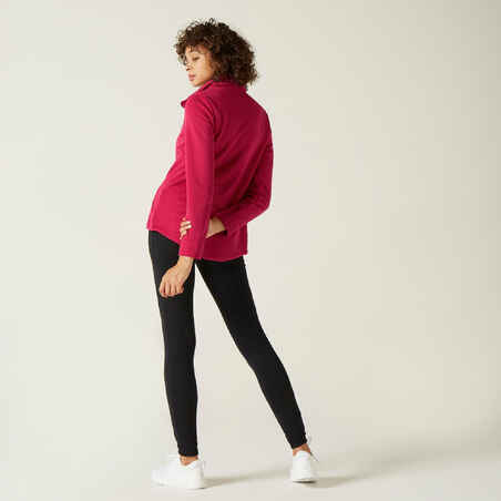 High Neck Zip Fitness Sweatshirt - Pink