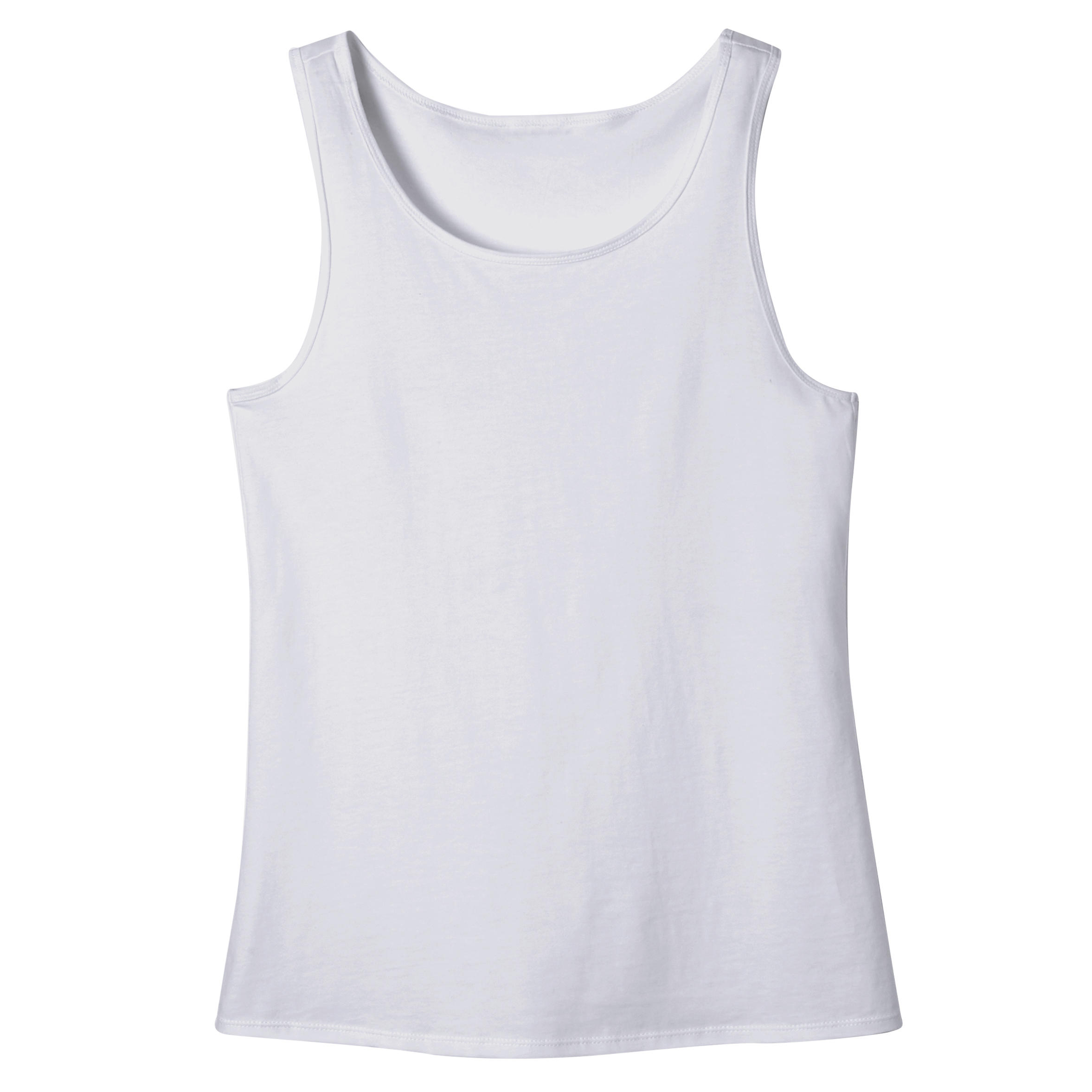 Women's Straight-Cut Crew Neck Cotton Fitness Tank Top 100 - Icy White 6/7