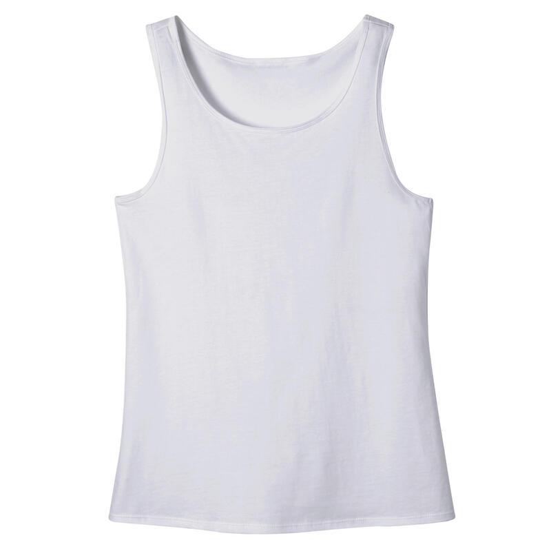 Camiseta fitness sin mangas tirantes 100% algodón Mujer Domyos
