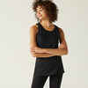 Women's Crew Neck Straight-Cut Cotton Fitness Tank Top 100 - Black