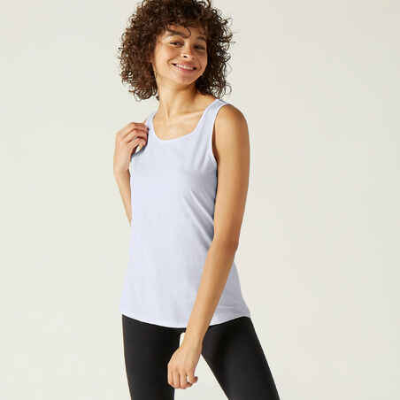 Camiseta fitness sin mangas tirantes 100% algodón Mujer Domyos blanco -  Decathlon