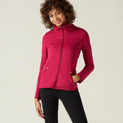 Women's High Neck Gym Zip Jacket 500 - Cardinal Pink