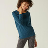 Women's Gym Cotton Blend Long Sleeve T-shirt Regular fit 500 - Teal