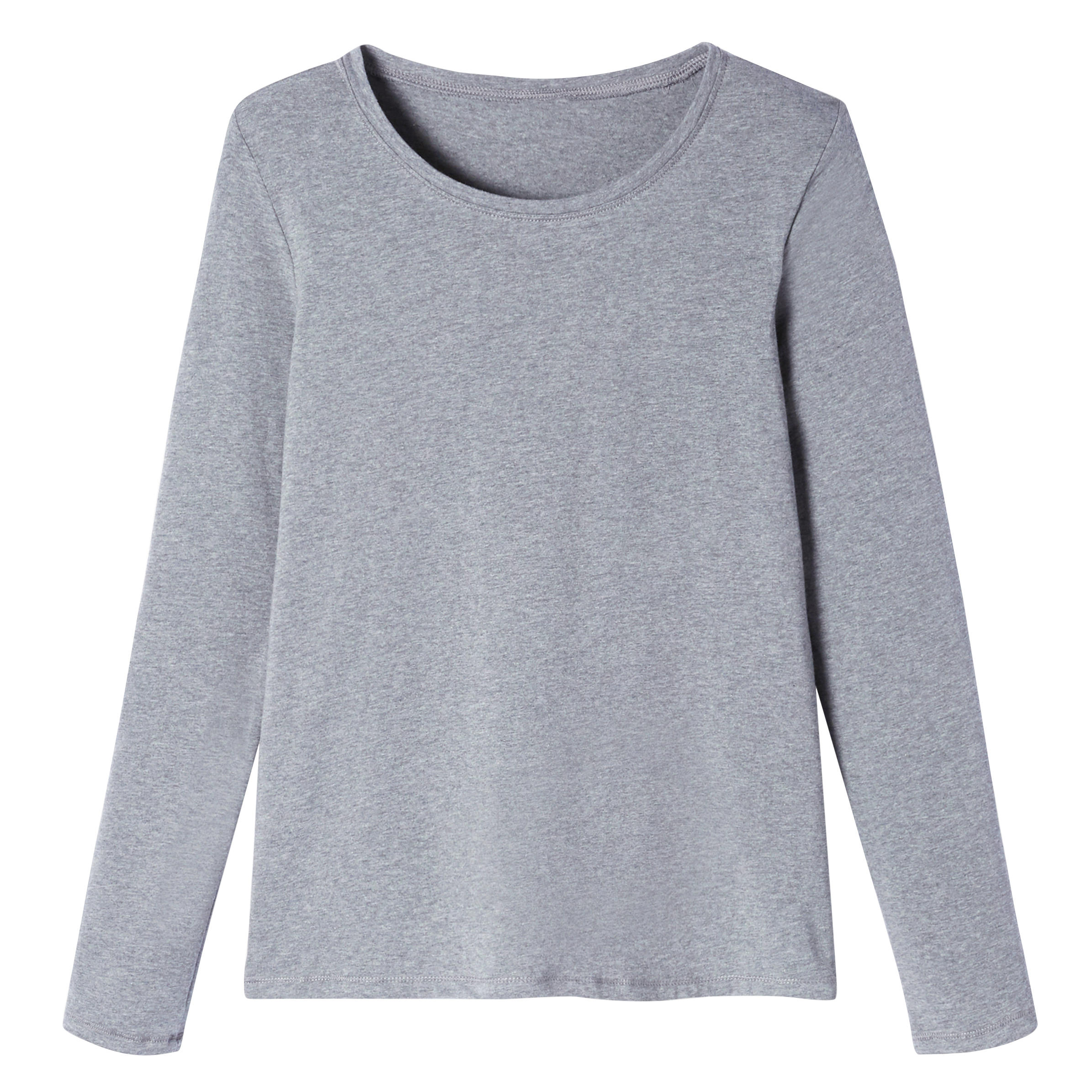 Women's Long-Sleeved Fitness T-Shirt 100 - Mottled Grey 5/5
