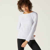 Women's Long-Sleeved Fitness T-Shirt 100 - Glacier White