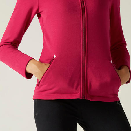 High Neck Zip Fitness Sweatshirt - Pink