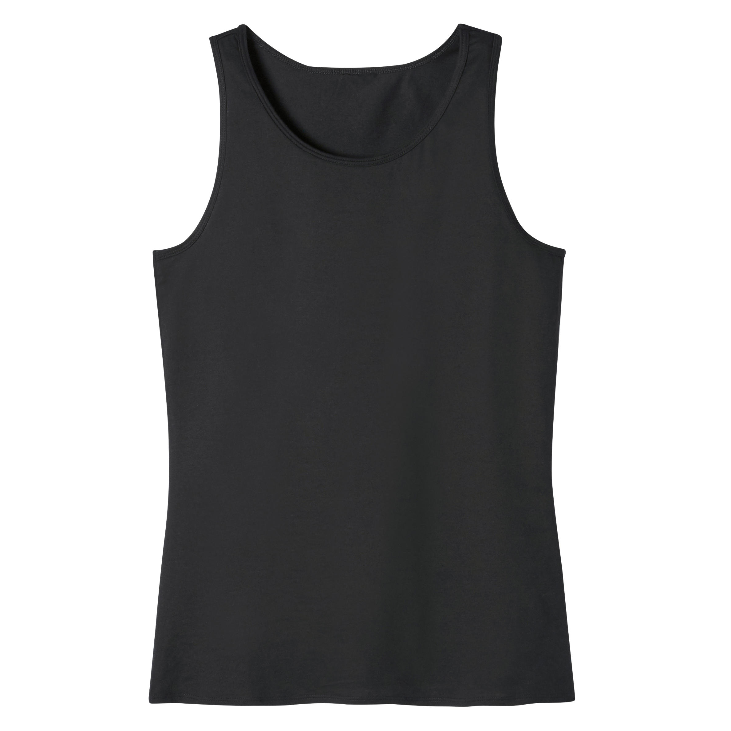 Women's Crew Neck Straight-Cut Cotton Fitness Tank Top 100 - Black 5/6