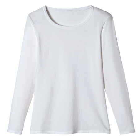 Women's Long-Sleeved Fitness T-Shirt 100 - Glacier White