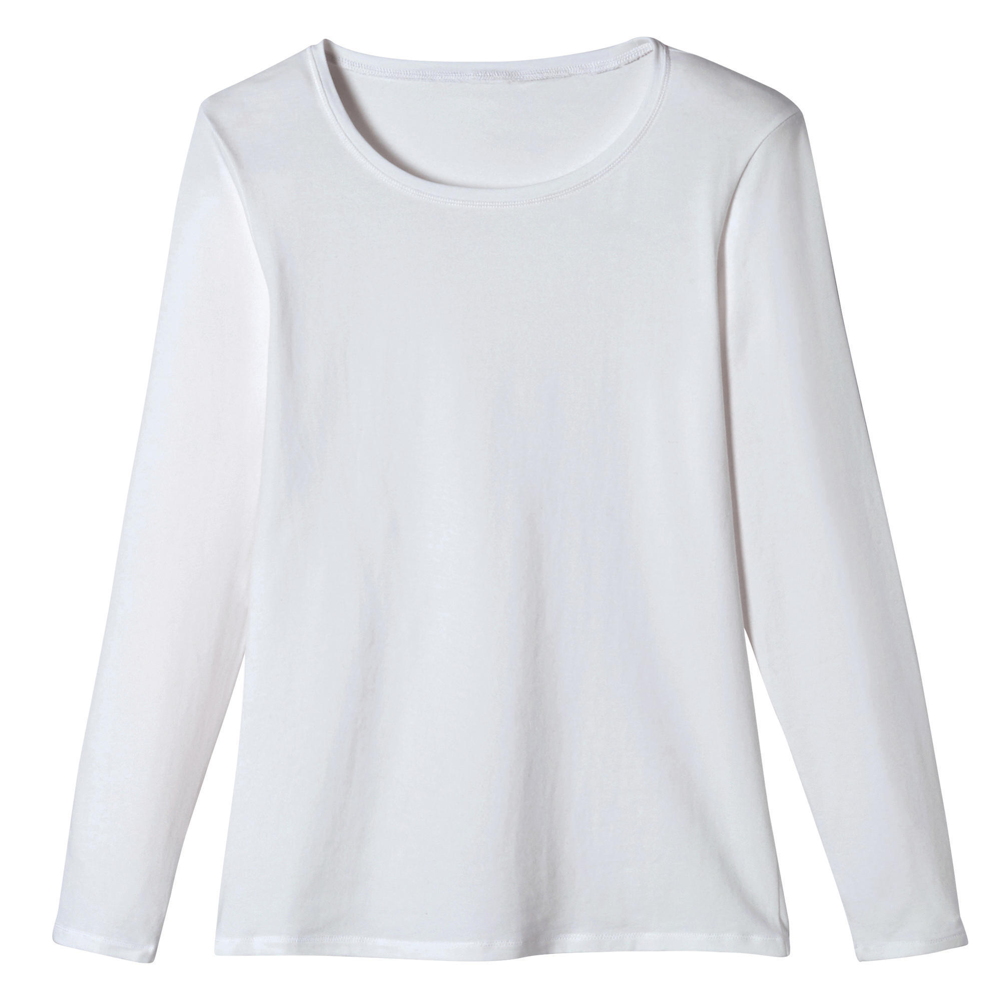 T-shirt maniche lunghe donna fitness 100 regular cotone melange DOMYOS |  DECATHLON