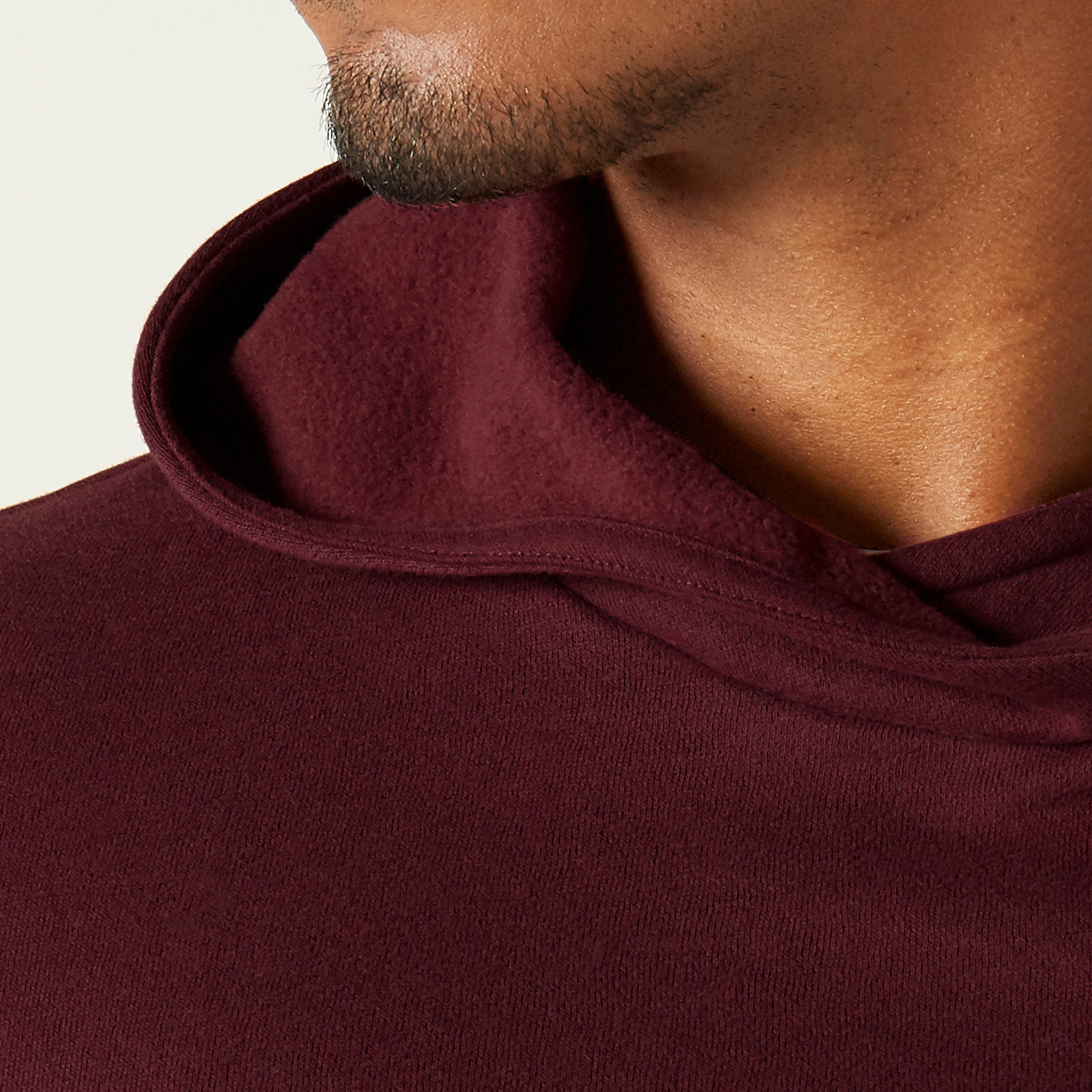 Men's Fitness Crew Hoodie 100 - Burgundy 4/8