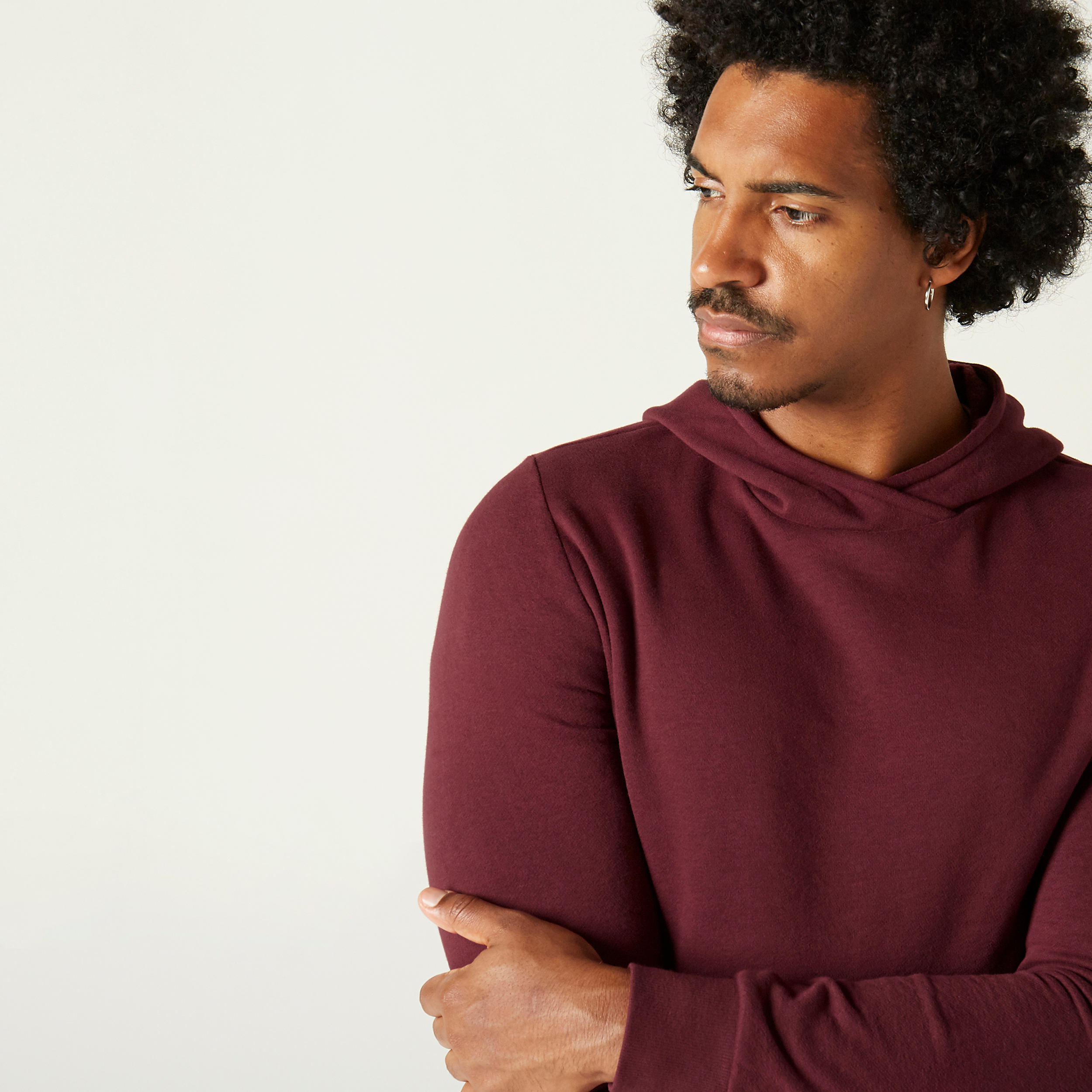 Men's Fitness Crew Hoodie 100 - Burgundy 5/8