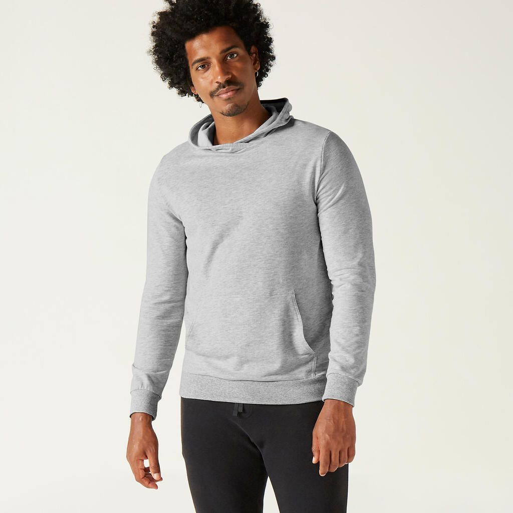Men's gym hoodie 500 - grey marl