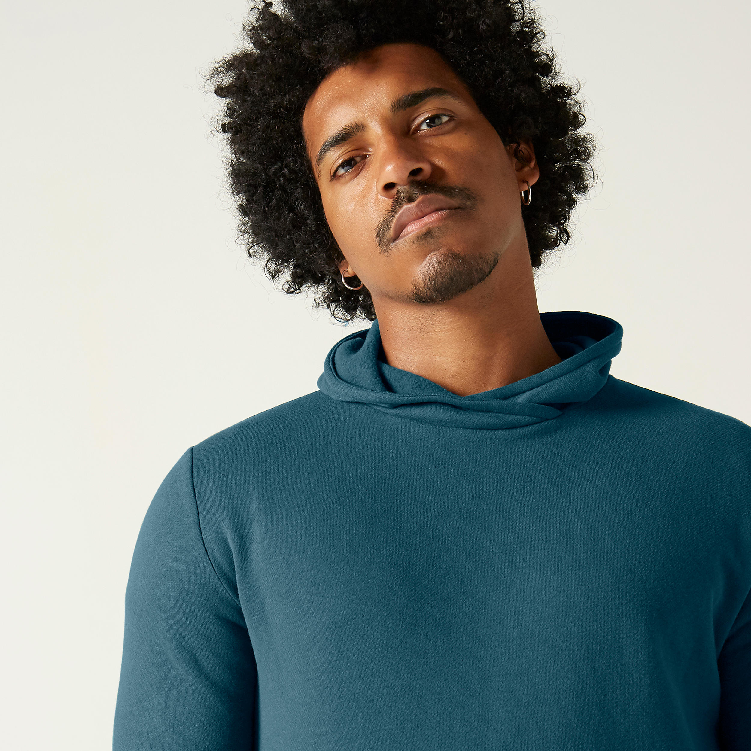 Men's Fitness Crew Hoodie 100 - Turquoise Blue 4/8